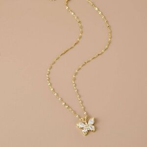 Gold Plated Stainless Steel Butterfly Pendant Necklace Dainty Necklace
